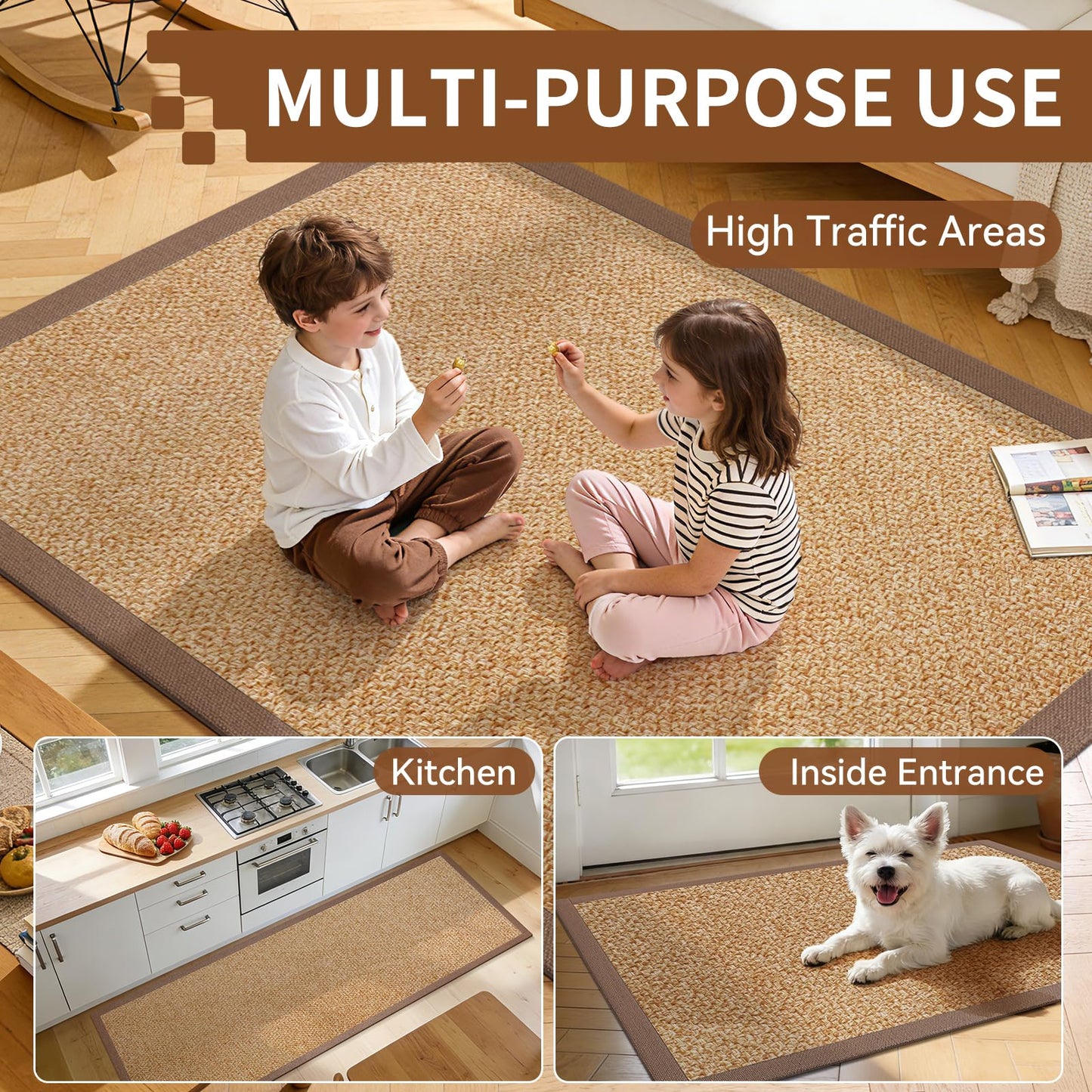YDKGL Front Door Mat Entryway Area Rug Brown 2'x3' Indoor Entrance Mat