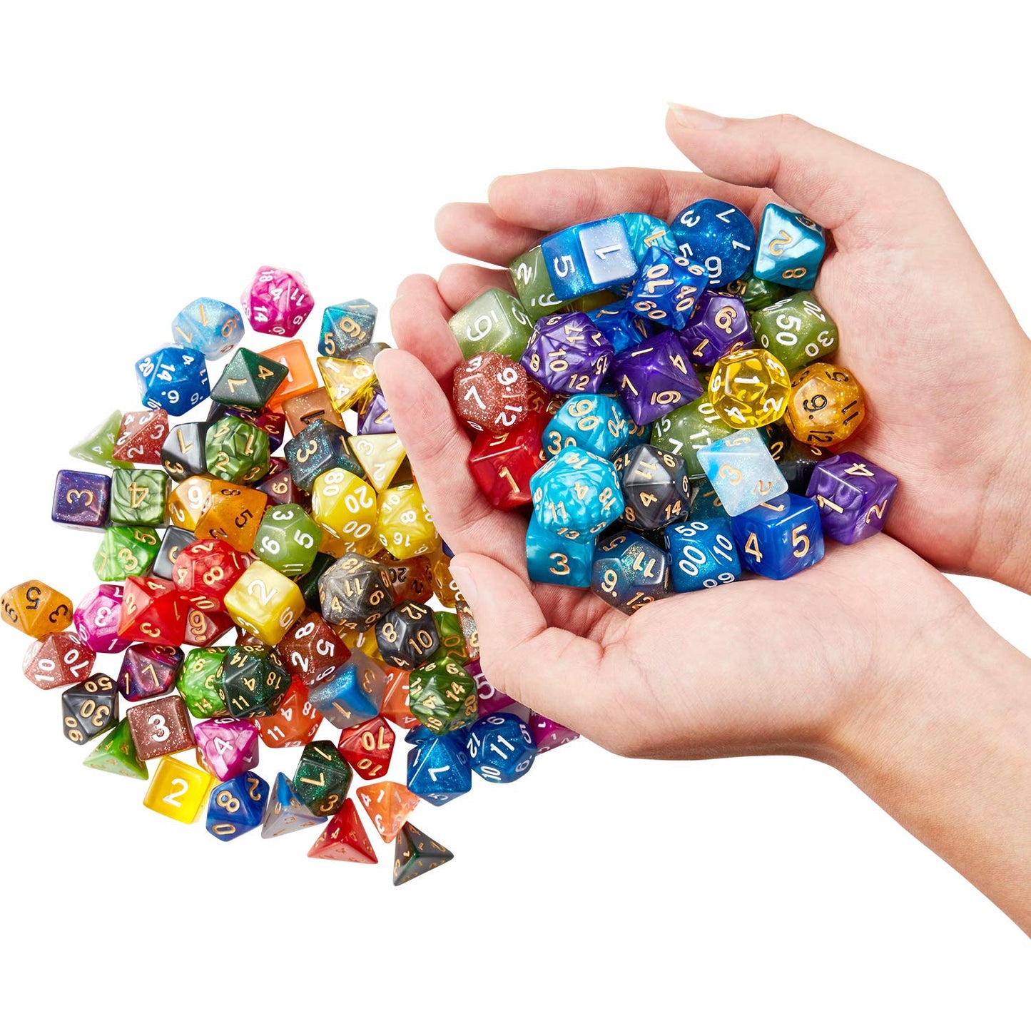 DND Dice Set (140 Pieces), Huuancy Polyhedral Dice for Dungeons and Dragons DND RPG MTG Table Games with 1 Large Flannel Bag, 20 Colors