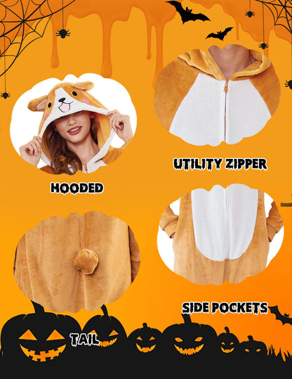 Ekouaer Adult Onesie Animal Halloween Costumes One Piece Pajamas Cosplay Suit Party Wear for Women and Men