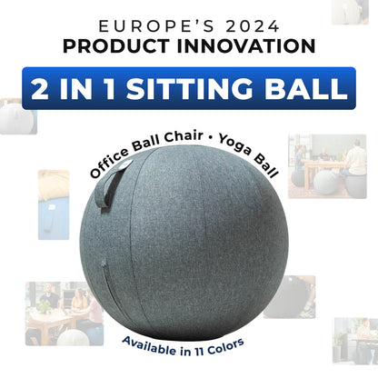 Backerz Balance Ball Chair for Office & Home - Ergonomic Exercise Ball for Posture & Back Pain Relief, Yoga Ball Chair - Sitting Ball with Washable Linen Cover