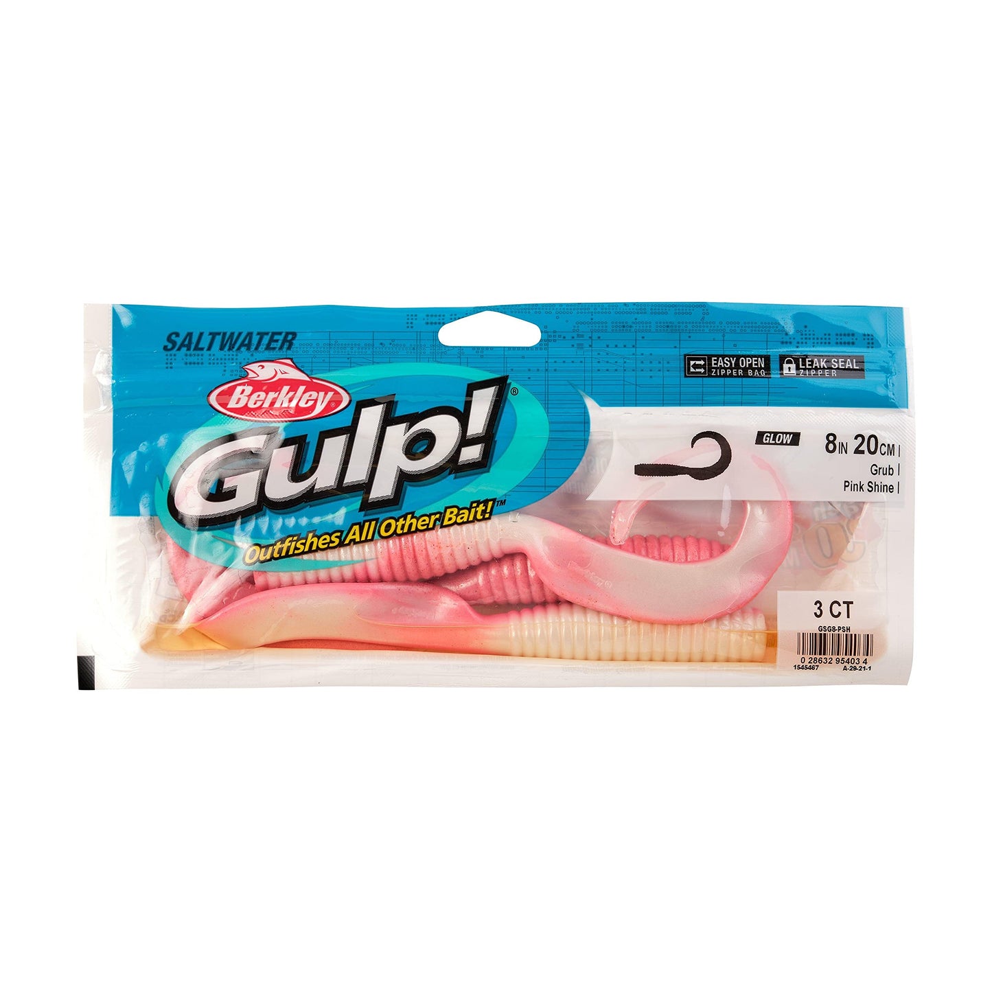Berkley Gulp! Grub Fishing Soft Bait, Pink Shine, 8- Inch