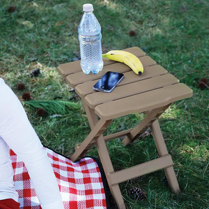 Camco 21045 Small Quick-Folding Adirondack Table, Plastic, Taupe