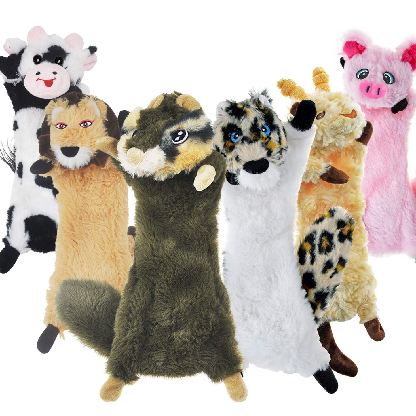 SHARLOVY Dog Squeaky Toys No Stuffing 6 Pack Dog Toys Crinkle Dog Toys for Small Dogs Durable Dog Chew Toys Plush Cute Animals Natural Puppy Toys for Teething Pet Toys Squeak