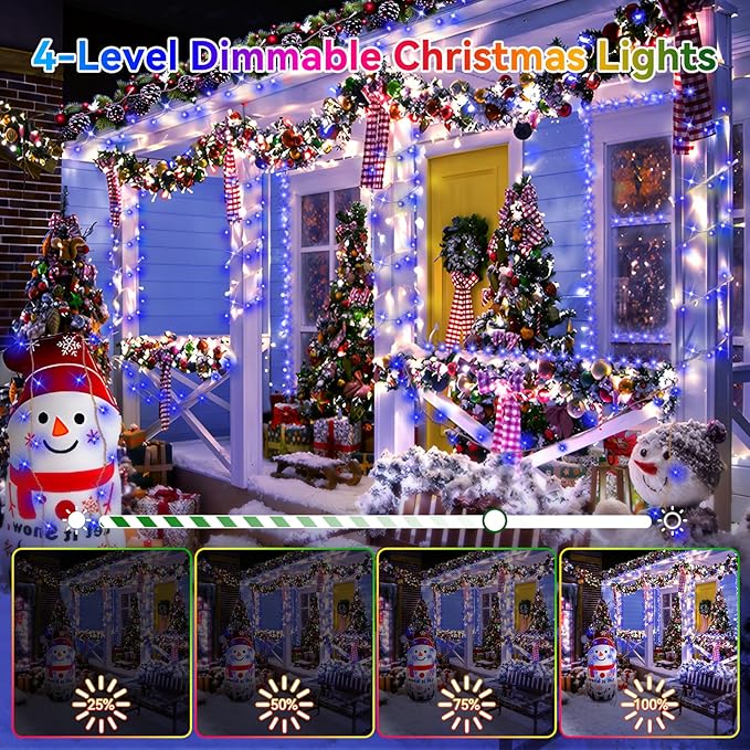Heceltt Christmas Lights Outdoor, 403FT 1000 LED String Lights 8 Modes and Timer Memory Function Twinkle Fairy Lights IP44 Waterproof Plug in for Xmas Tree Wedding Party Holiday Decor(Blue)