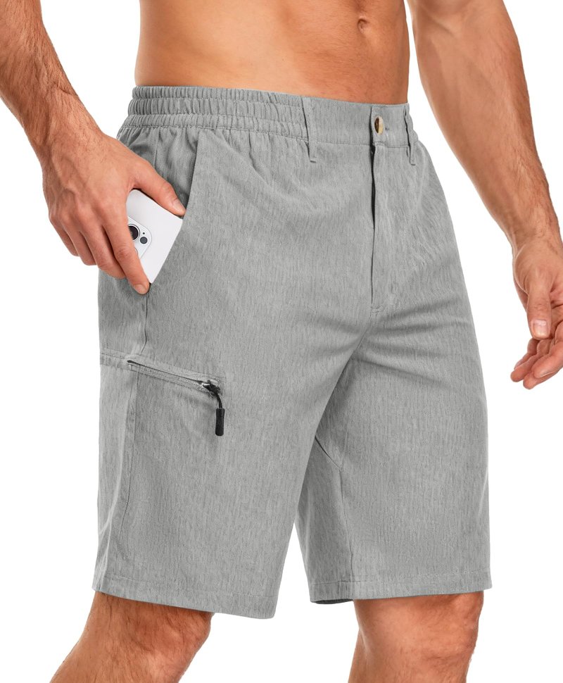 Little Donkey Andy Men's Golf Shorts Quick Dry Lightweight Breathable Casual Short with Elastic Waist 3 Pockets for Hiking 10"/11" (Dove M)