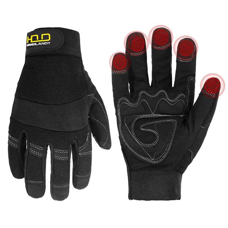 HANDLANDY Work Gloves for Men & Women, Utility Mechanic Working Gloves Touch Screen, Flexible Breathable Gardening Gloves for Yard Maintenance (Large, 1 Pair)