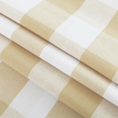 Buffalo Check Curtains 52 inch wide x 108 inch Long Farmhouse Living Room Divider Bedroom Gingham Plaid Window Curtain Sliding Glass Door Drapes 2 Panels Rod Pocket Window Treatment Set Beige & White