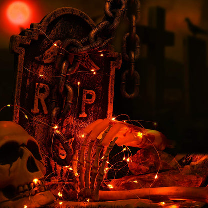 BrizLabs Orange Halloween Lights, 19.47ft 60 LED Orange Fairy Lights String, 2 Modes Battery Halloween String Light, Indoor Silver Wire Twinkle Light for Christmas Thanksgiving Party Carnival Decor