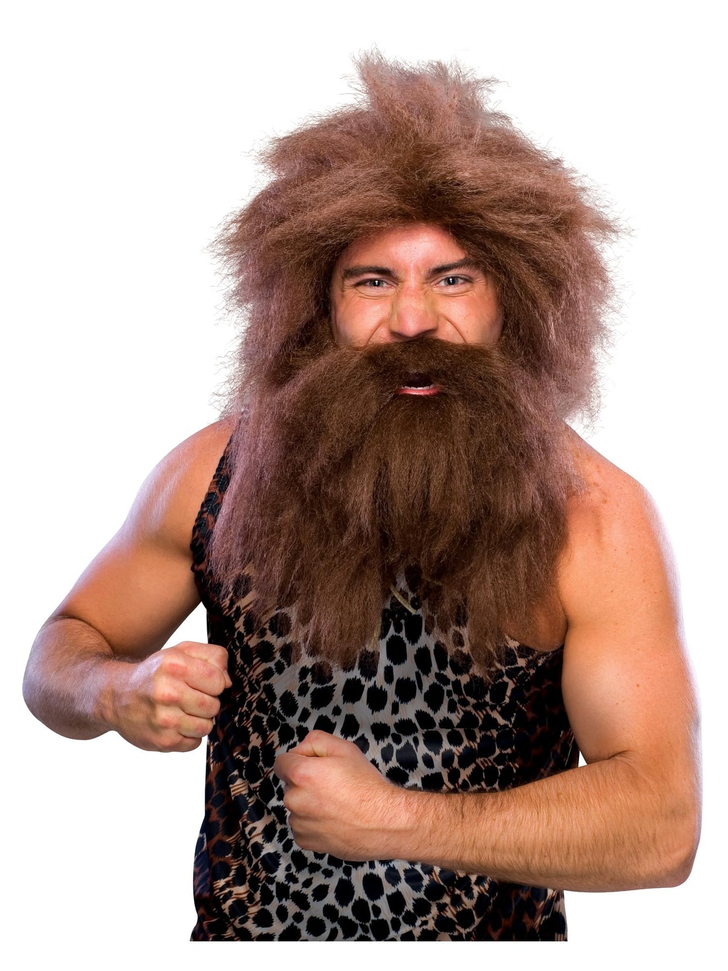 Rubies Caveman Beard and Set Wig for Themed Parties and Halloween - Brown, One Size
