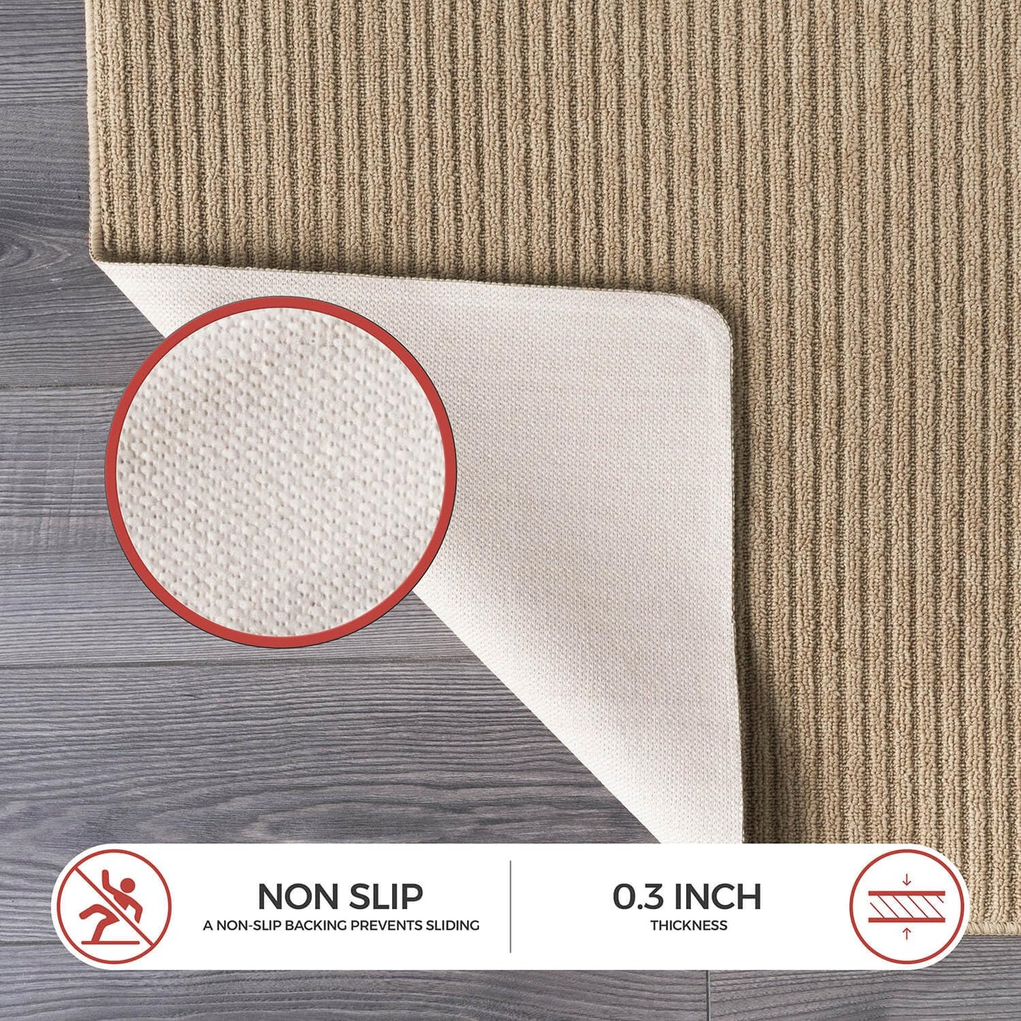 Luul Home Non Slip Beige Solid Rubber Back Thin Rug for Living Room 4x6 Area Rugs for Kitchen, Rugs for Bedroom, Stain Resistant Easy Cleaning Non Shedding Carpet Beige 4 x 6