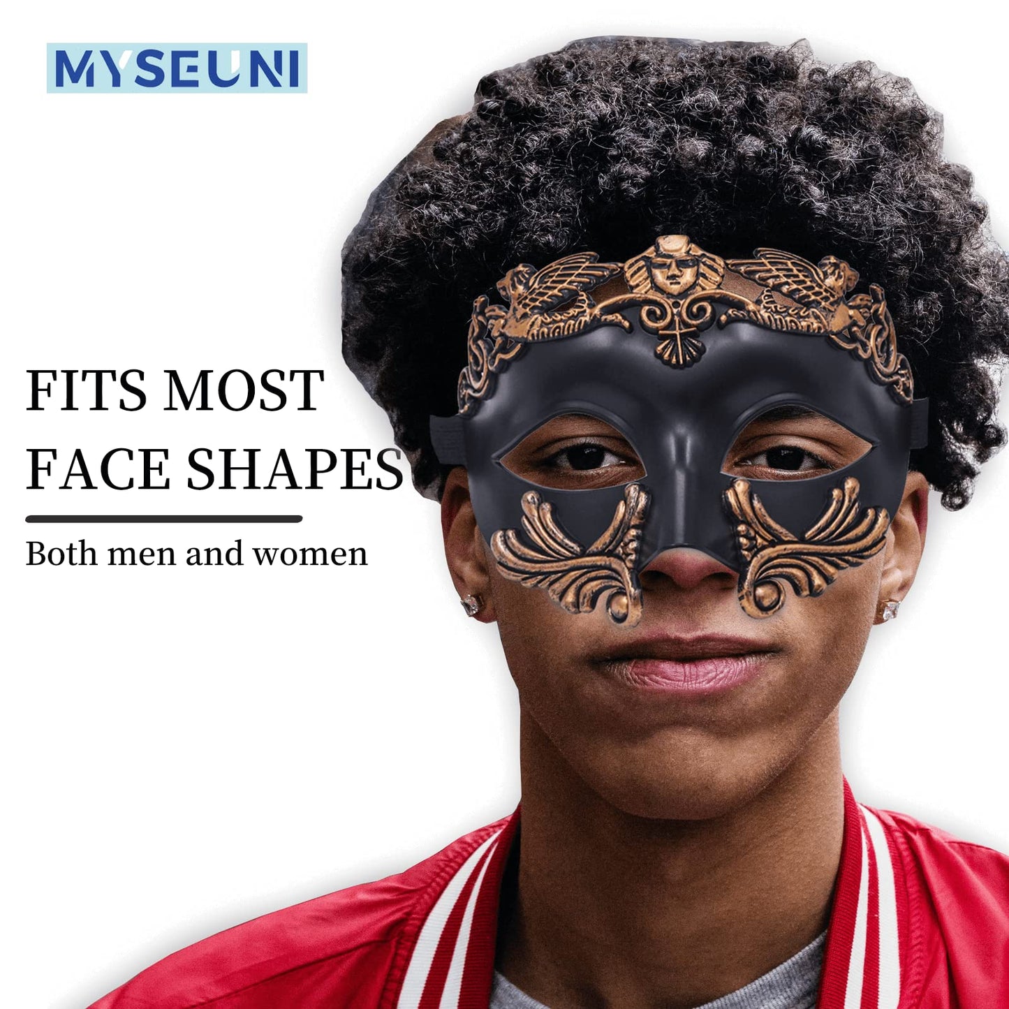 MYSEUNI Masquerade Mask for Men - Roman Greek Venetian Half-face Mask for Mascarade Ball Halloween Party Mardi Gras Masks Costume Accessory