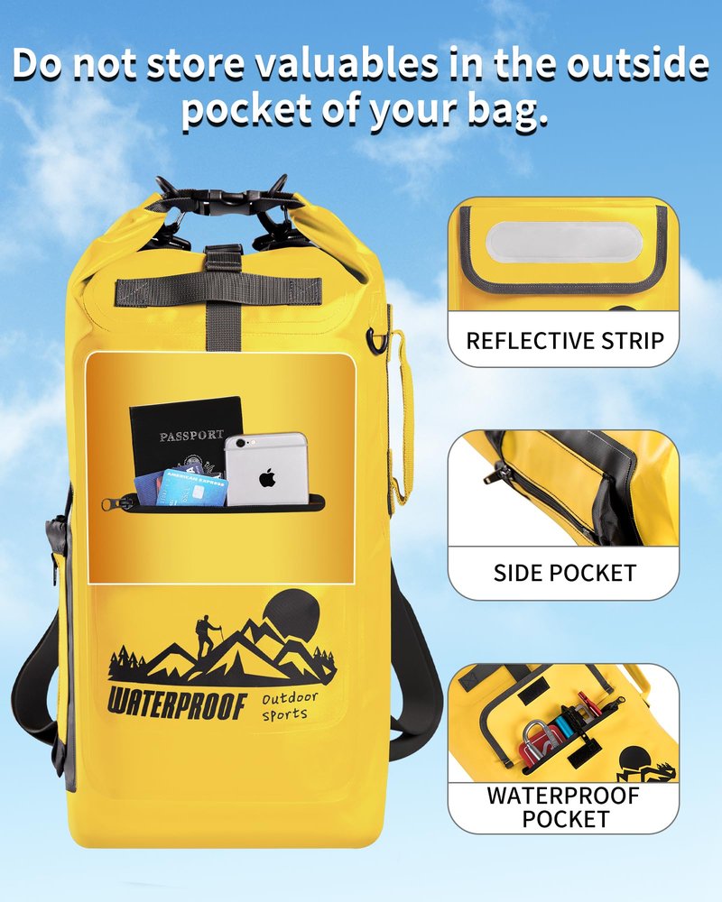 IDRYBAG 30L Waterproof Floating Backpack, Dry Bag for Men, Water Resistant Kayak, Hiking, Camping