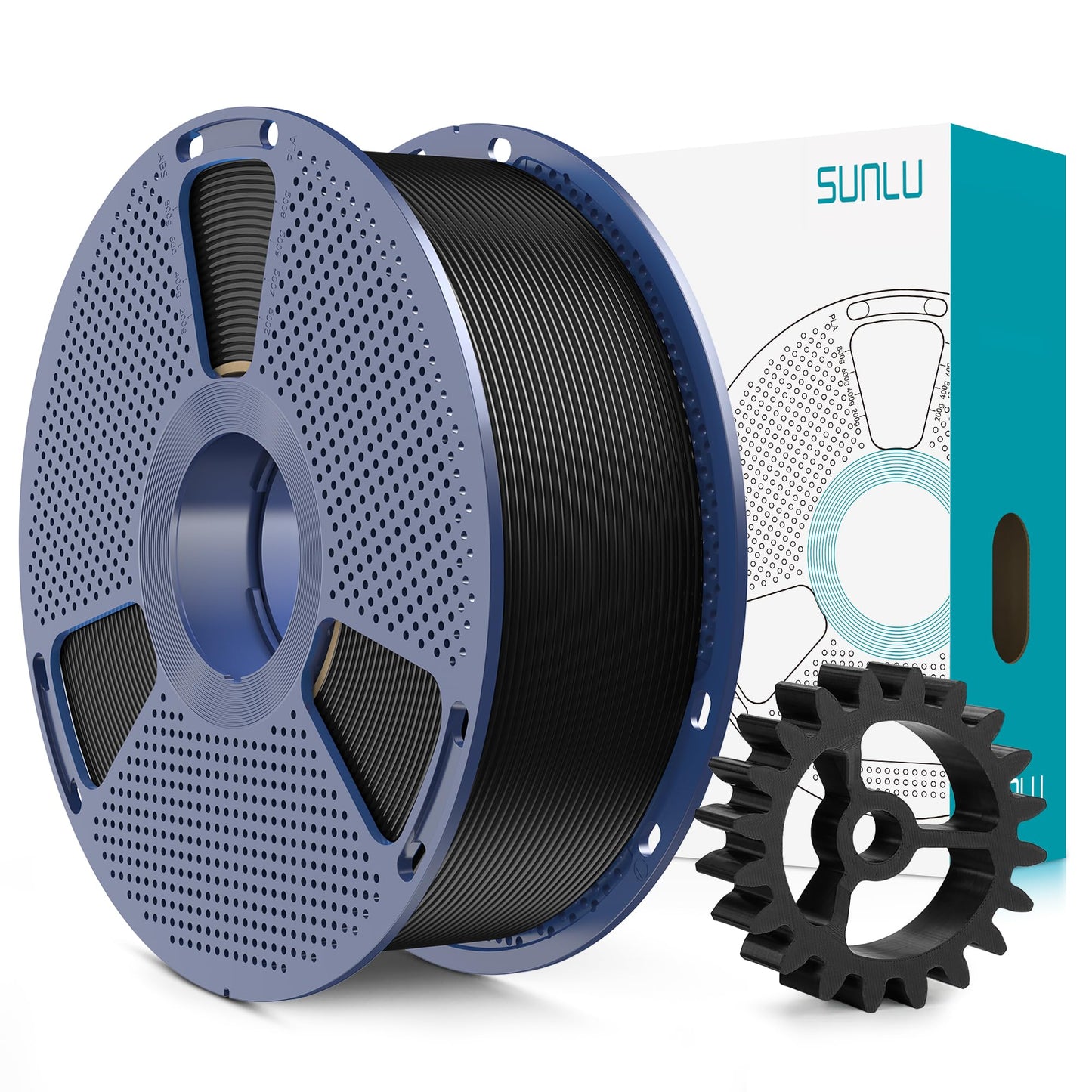 SUNLU PLA+2.0 3D Printer Filament, Upgrade PLA+ 1.75mm, Tougher and Stronger, Neatly Wound, Dimensional Accuracy +/-0.02mm, 1KG Spool(2.2lbs), Black