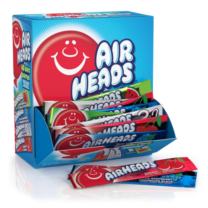 Airheads Candy Bars, Variety Bulk Box, Chewy Full Size Fruit Taffy, Gifts, Holiday, Parties, Concessions, Pantry, Non-Melting, Party, 60 Individually Wrapped Full Size Bars