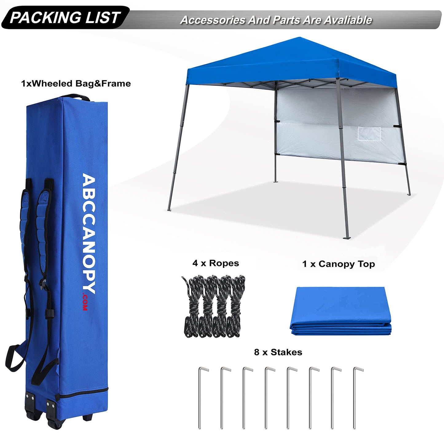 ABCCANOPY Stable Pop Up Beach Tent with Backpack Bag, 8 x 8 ft Base / 6 x 6 ft Top, Royal Blue
