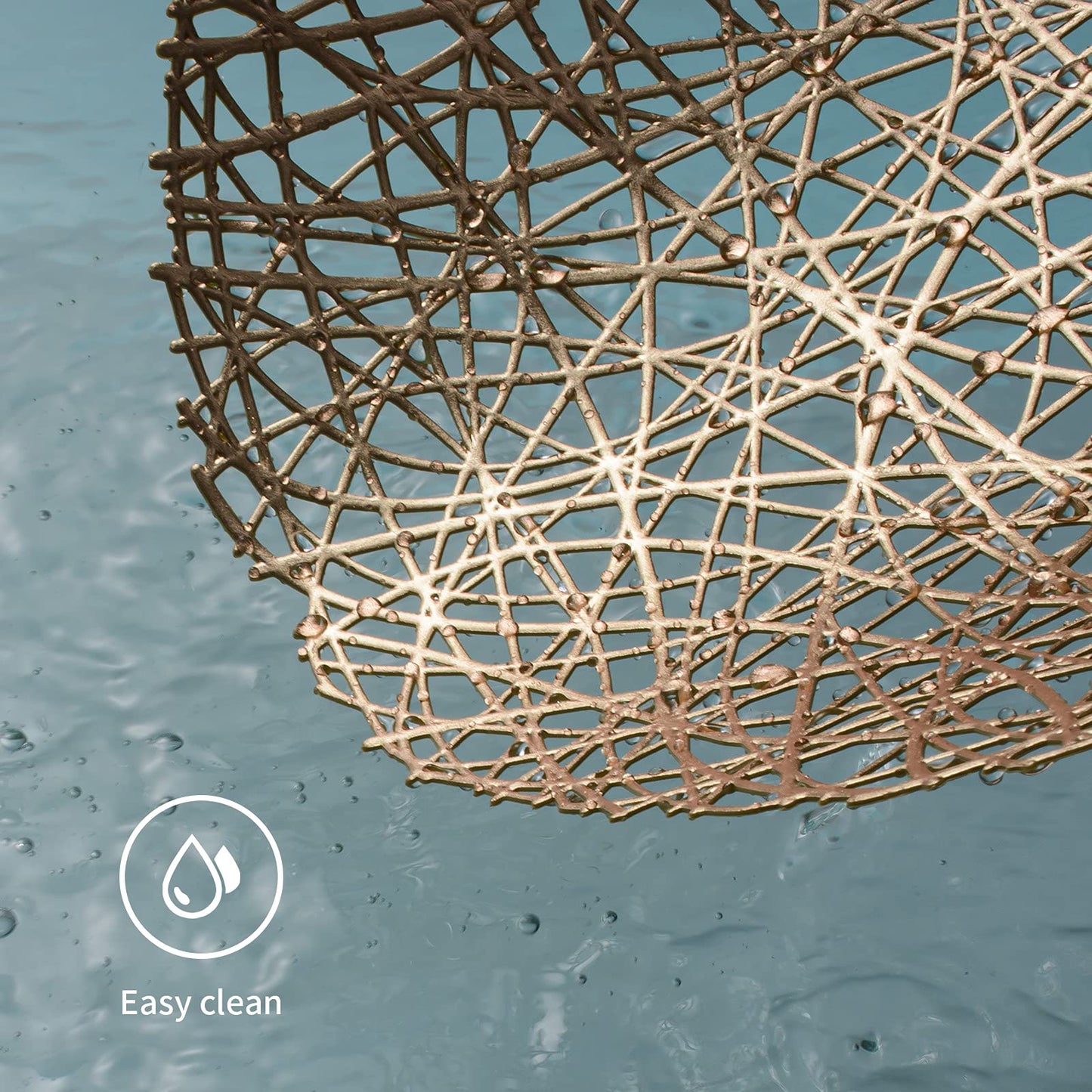 FunWheat Round Gold Placemats Placemat Set of 6 Hollow Out Place mats Heat-Resistant Shining 15 inches Table Mat Decorative Gift (Nest Gold)