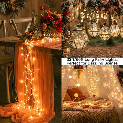 suddus Fairy Lights Battery Operated with Remote, 33ft 100 LED Dimmable Twinkle Lights with Timer, Waterproof Copper Wire String Lights for Bedroom, Christmas, Tree, Indoor Outdoor Decor (Warm White)