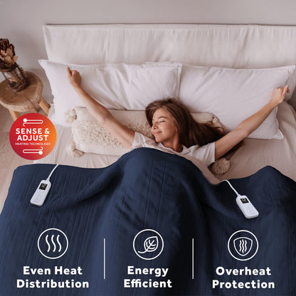 Sunbeam Royal Ultra Fleece Heated Electric Blanket King Size, 90" x 100", 12 Heat Settings, 12-Hour Auto Shut-Off, Machine Washable, Pebble Beige