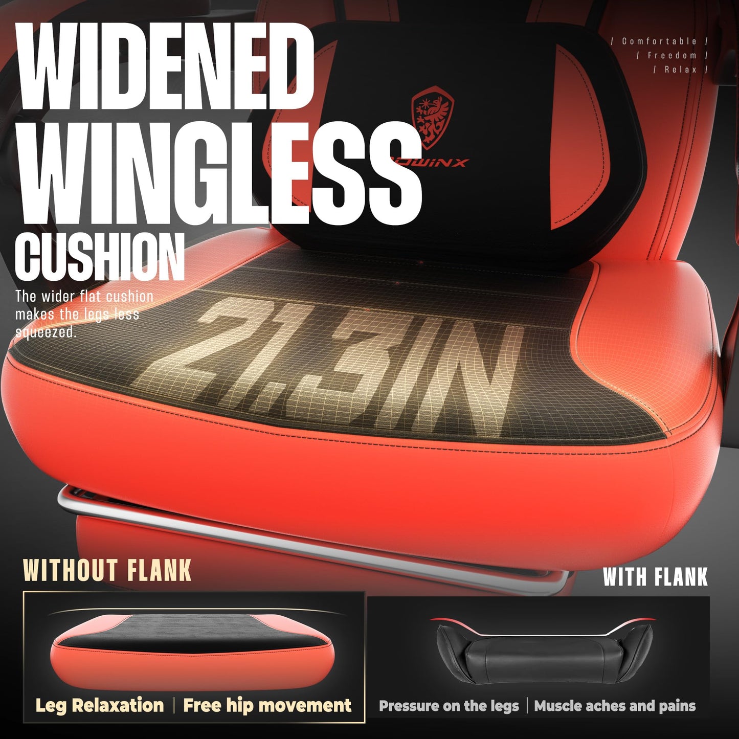 Dowinx Gaming Chair with Footrest, Gaming Chair for Heavy People, Gamer Chair for Adult with Massage, Computer Game Chair with PU, PC Game Chair for 200lbs (Red)