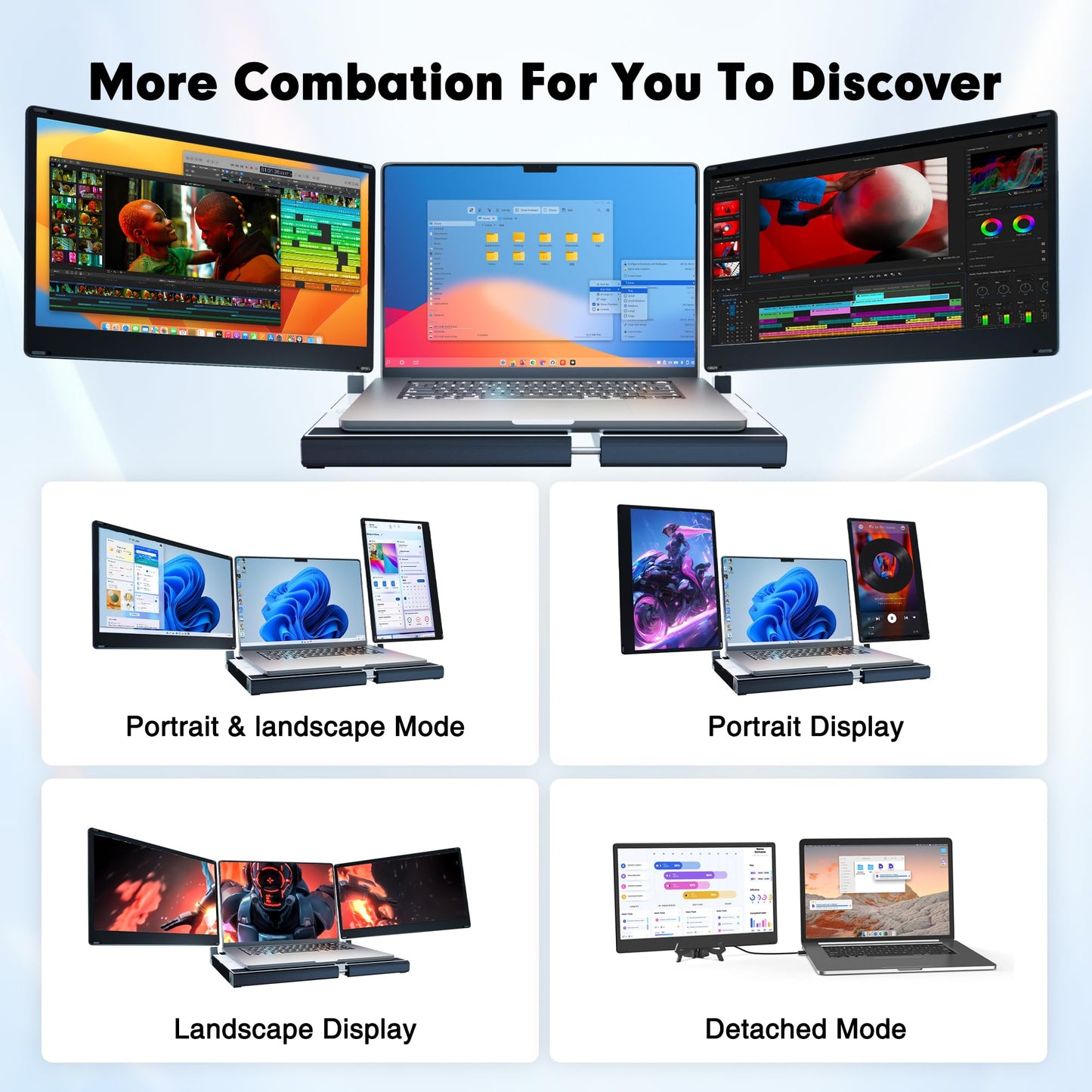 2025 New Upgraded Laptop Screen Extender Portable Monitor, 1080P FHD IPS Screen, Monitor Extender for Laptop, Fit for 13-17" Laptops, Plug & Play Compatiable with Windows/Mac/Android/Switch (14 inch)