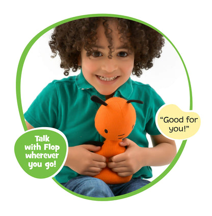 Bing toys, talking Flop teddy bear. Flop makes sounds like he does in the Bing CBeebies TV Show. Perfect toddler toys, Orange