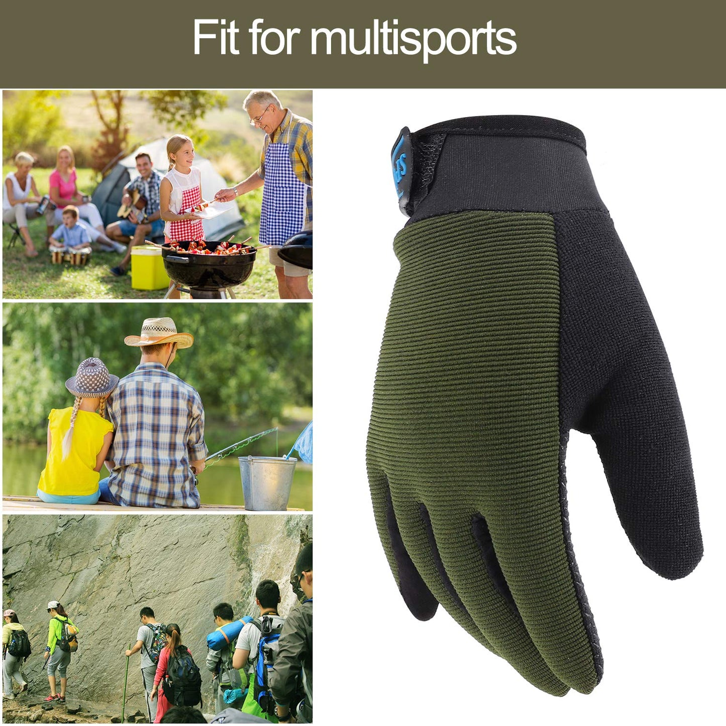 Accmor Kids Cycling Gloves, Kids Fishing Gloves, 4-10 Years Boys Girls Kids Sport Gloves, Breathable Non-Slip Full Finger Gloves for Child Cycling Climbing Riding Biking Outdoor Sports