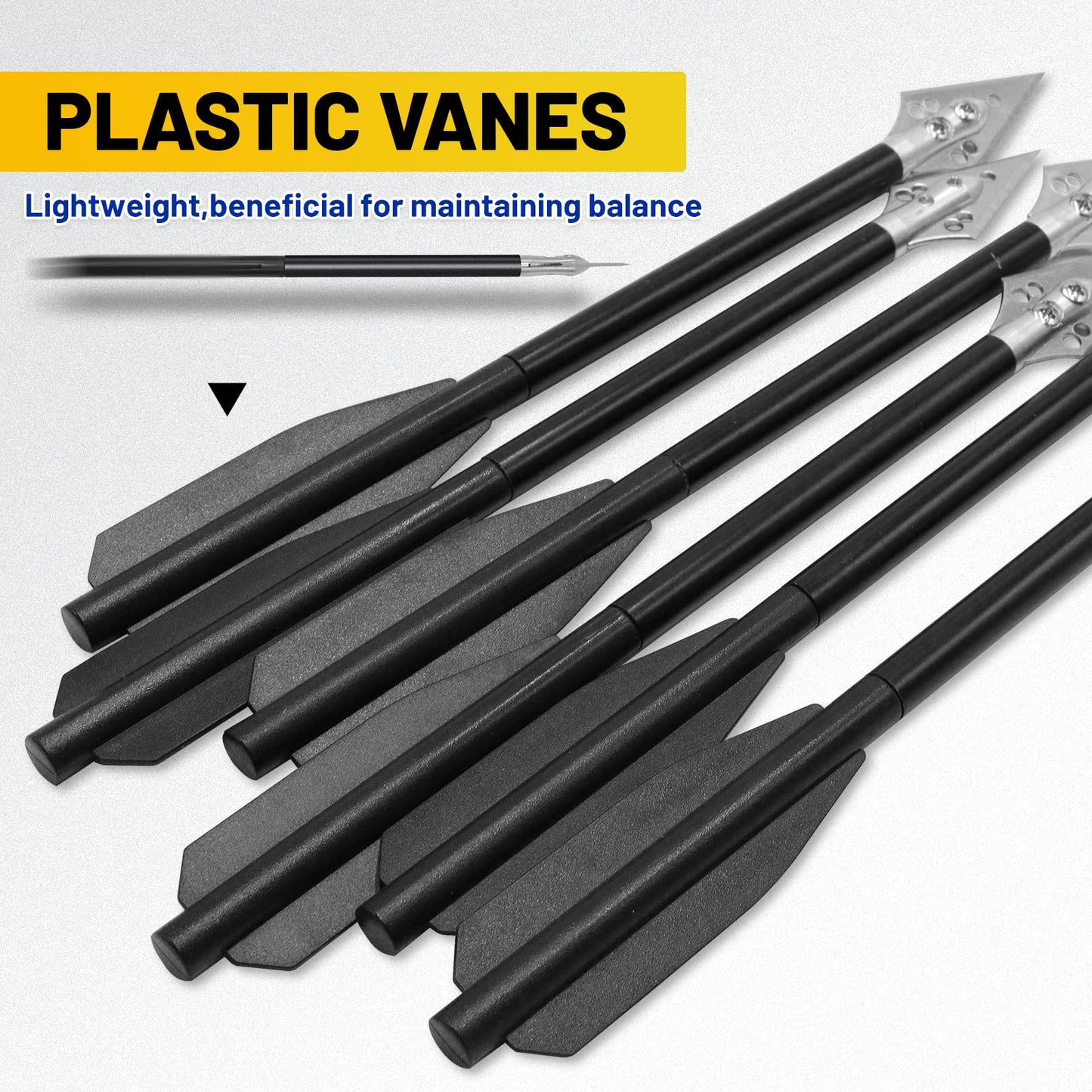RUOERSISI 6.3" Mini Crossbow Bolts with Sharp Steel Broadhead Tips Aluminum Mini Crossbow Pistol Arrows Pistol Crossbow Arrows for 50-80lbs Mini Crossbow Hunting Target Practice (Black,24pcs)