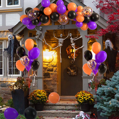 TUPARKA 60 Pack Black Orange and Purple Halloween Party Balloons 12 inches Matte Orange Black and Purple Confetti Latex Balloons for Happy Halloween Birthday Thanksgiving Day Anniversary