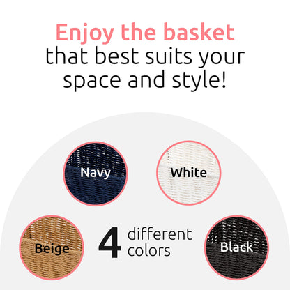 Compactor Cosmos Etna Basket - Stylish Black Woven Paper and Metal Frame Organizer - Medium Size (31X24X14 cm)