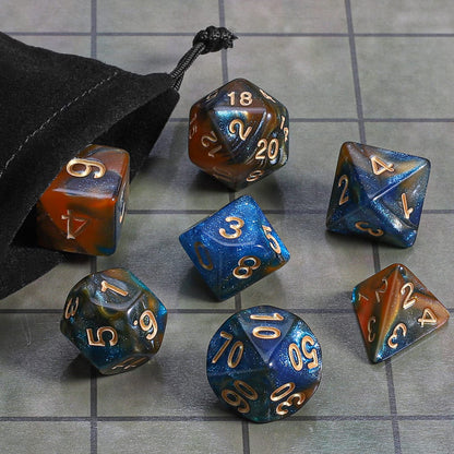 CiaraQ DND Polyhedral Dice Set with a Black Dice Bag for D&D RPG MTG Role Playing Table Games