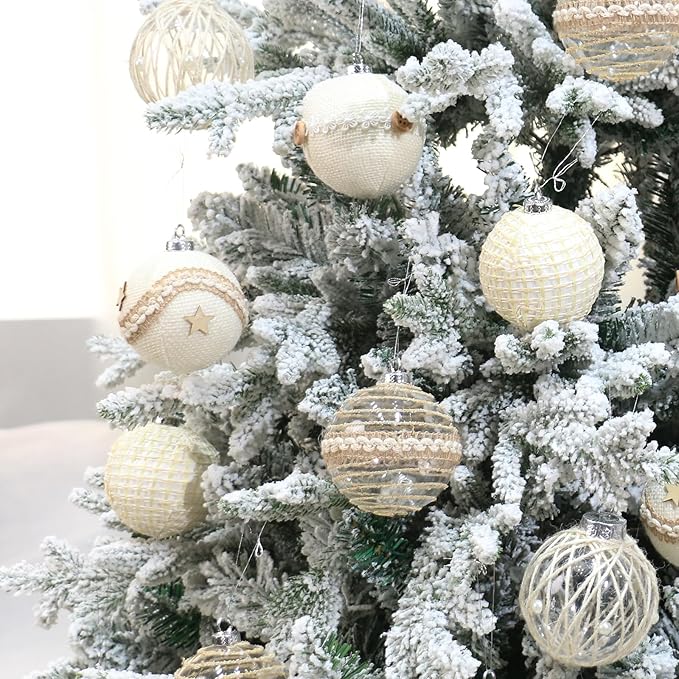 SY Super Bang 12PCS Christmas Ornaments Set, 3.14"/80MM Rustic Shatterproof Christmas Tree Hanging Ball Decorations, for Home Indoor Farmhouse Thanksgiving Xmas Vase Bowls Filler Centerpiece Decor