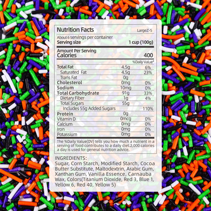 Halloween Sprinkles, Halloween Jimmies Sprinkles for Cake Decorating, 1.32LB Bulk Edible Sprinkles for Cupcake Toppers Baking Cookie Ice Cream Dount Chocolate