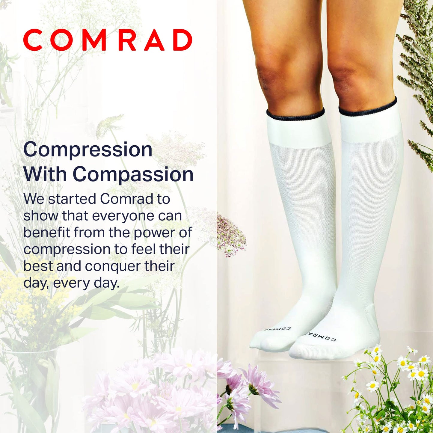 COMRAD | Premium and Stylish Compression Socks for Multipurpose Wear - Pink - Large