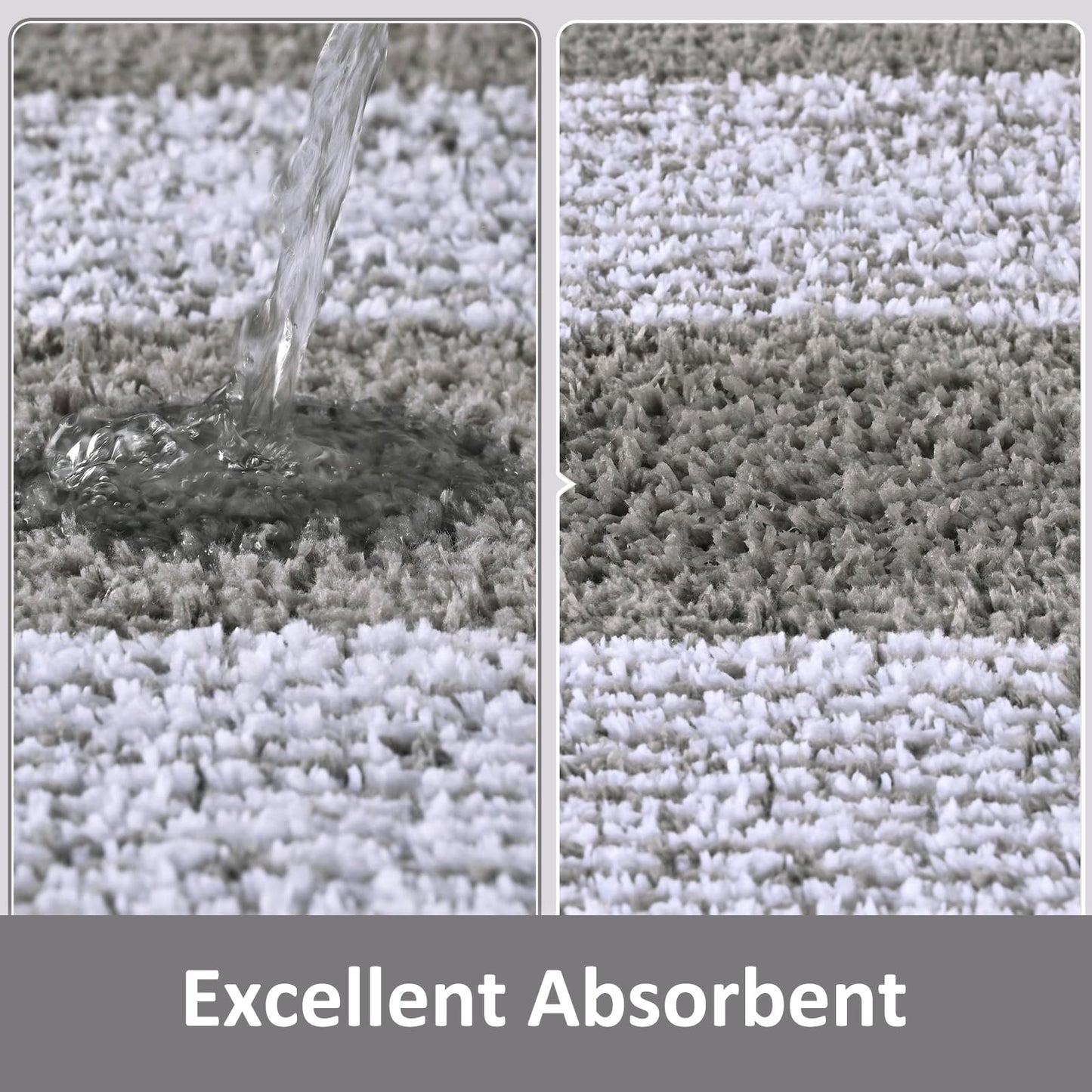 LOCHAS Microfiber Bathroom Rug 24×17 Inch, Non Slip Rubber Backing Absorbent Soft Bath Mat, Machine Washable Carpet for Bathroom Kitchen Bedroom Entryway, Grey