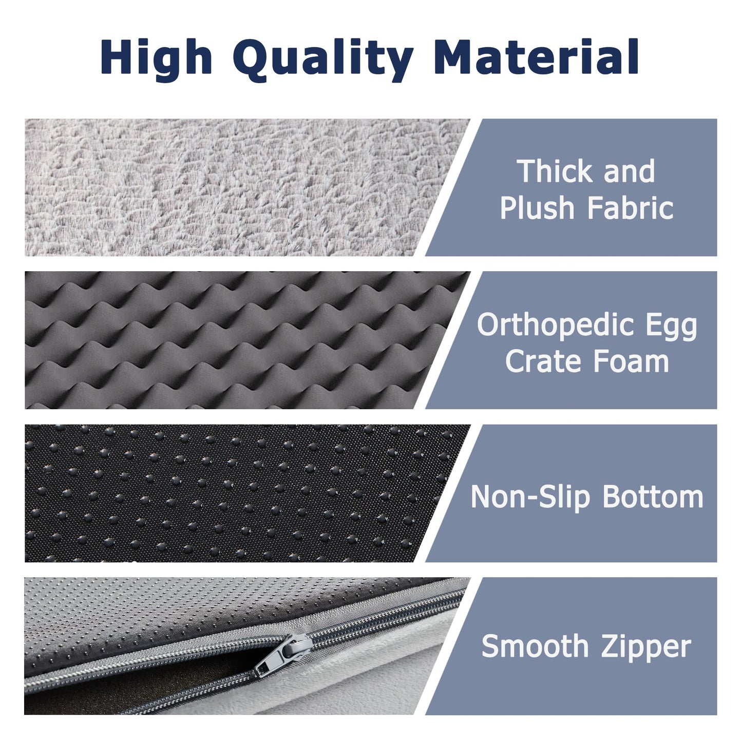 WESTERN HOME Dog Bed Large Dog Beds Orthopedic Dogs Beds Extra Large Pet Sofa Bed Couch for Dods Cats Washable Waterproof Cover, Egg Foam Grey, 106x76x19 cm