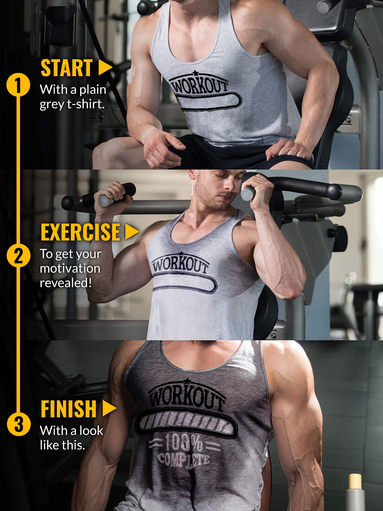 Actizio Men's Workout Shirt Cotton Fabric Tank Top Sleeveless Sweat Activated Motivational Exercise Gym Athletic Fit Moisture Wicking Fitness Shirt - Workout Complete (Size L)