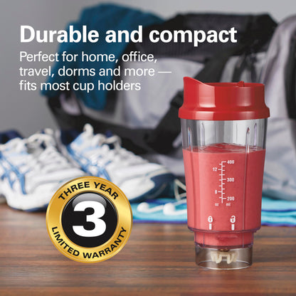 Hamilton Beach Portable Blender for Shakes and Smoothies, 14 Oz BPA Free Travel Cup & Lid, Durable Stainless Steel Blades, Personal Smoothie Blender, Coral (51171)