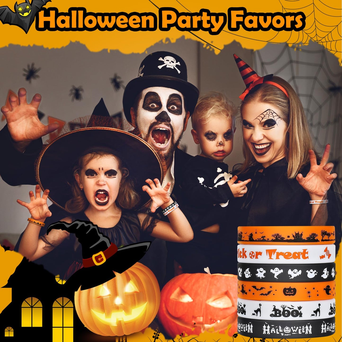 Halloween Rubber Bracelets 30 PCS Bulk Halloween Party Favors Supplies Silicone Wristbands for Gifts Toys Goodie Bag Fillers Stuff Classroom Prizes for Kids Teens Girls Boys