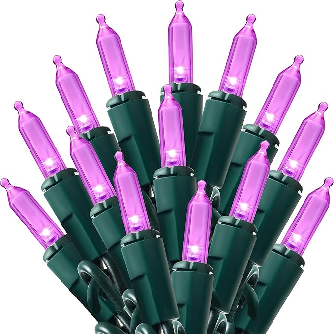 Joiedomi Purple LED Halloween Lights,100 Count Mini Christmas String Fairy Light with 26FT Green Wire,Lighting Decor for Indoor Outdoor Patio Dorm Classroom Bedroom Holiday Festival