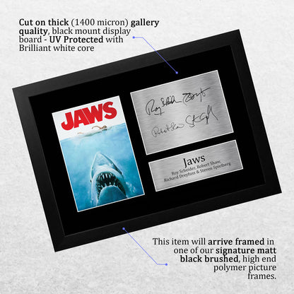 HWC Trading Jaws Gift Signed FRAMED A4 Printed Autograph The Cast Gifts Photo Display
