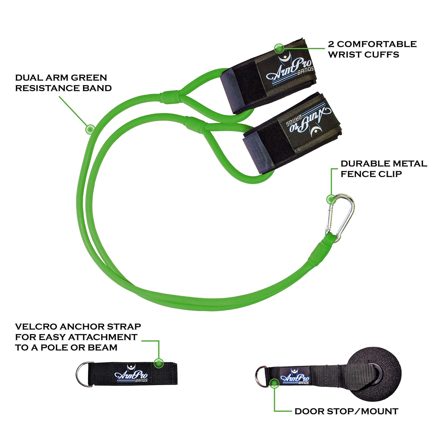 Arm Pro Bands Baseball Softball Resistance Training Bands - Arm Strength, Pitching and Conditioning Equipment, Available in 3 Levels (Youth, Advanced, Elite), Anchor Strap, Door Mount
