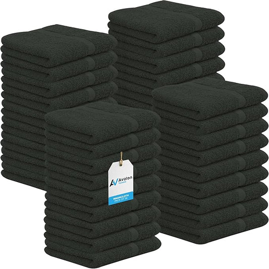 Avalon Towels Cotton Washcloths – Size 12x12 Inches, 100% Ring Spun Cotton