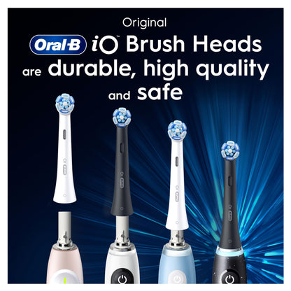 Oral-B iO Ultimate Clean Electric Toothbrush Head, Oral B Electric Toothbrush Heads, Twisted & Angled Bristles for Deeper Plaque Removal, Pack of 4 Toothbrush Heads, Oral B Io Brush Heads, White