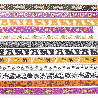 CCINEE 24 Yard 1 Inch Halloween Grosgrain Ribbons, Decorative Halloween Ghost Spider Printed Ribbons for Gift Wrapping Supply