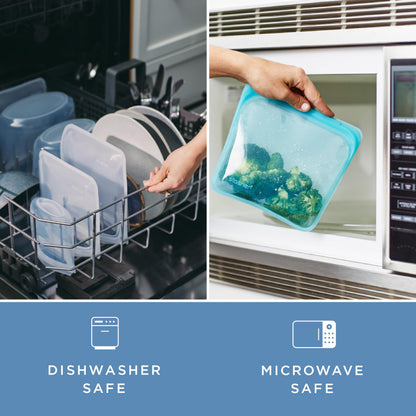 Stasher Premium Silicone Reusable Food Storage Bags, 2-Pack, Clear, Multi-Use Food Storage Bags, Lunch Bag, Travel Containers, BPA Free, Leak-free, Dishwasher-Safe, Eco-friendly