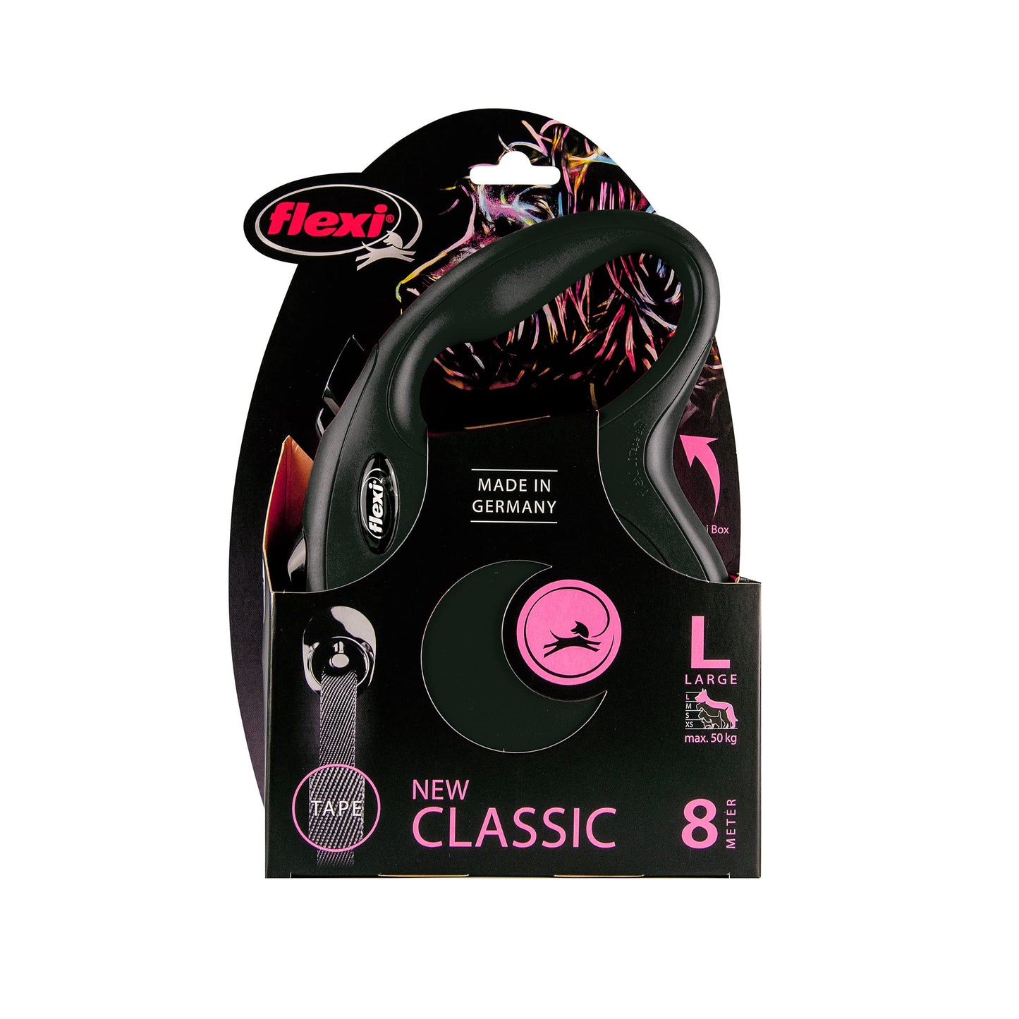 flexi - L strap new classic belt 8 m, Black