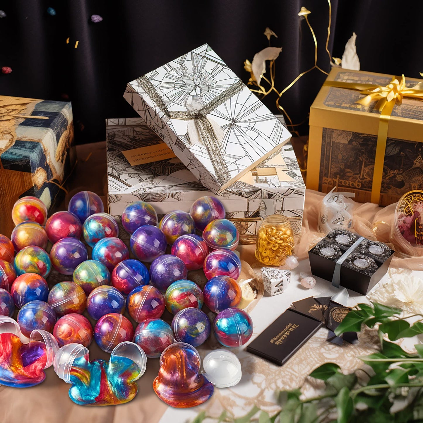 JOYIN Slime Party Favors, 24 Pack Galaxy Slime Ball - Stretchy, Non-Sticky, Mess-Free, Stress Relief, and Safe - Toys for Girls and Boys - Classroom Reward, Party Supplies