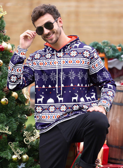 Arvilhill Mens Ugly Christmas Hoodies Adult 3D Graphic Print Holiday Jumper Tacky Funny Reindeer Sweatshirts Adult L
