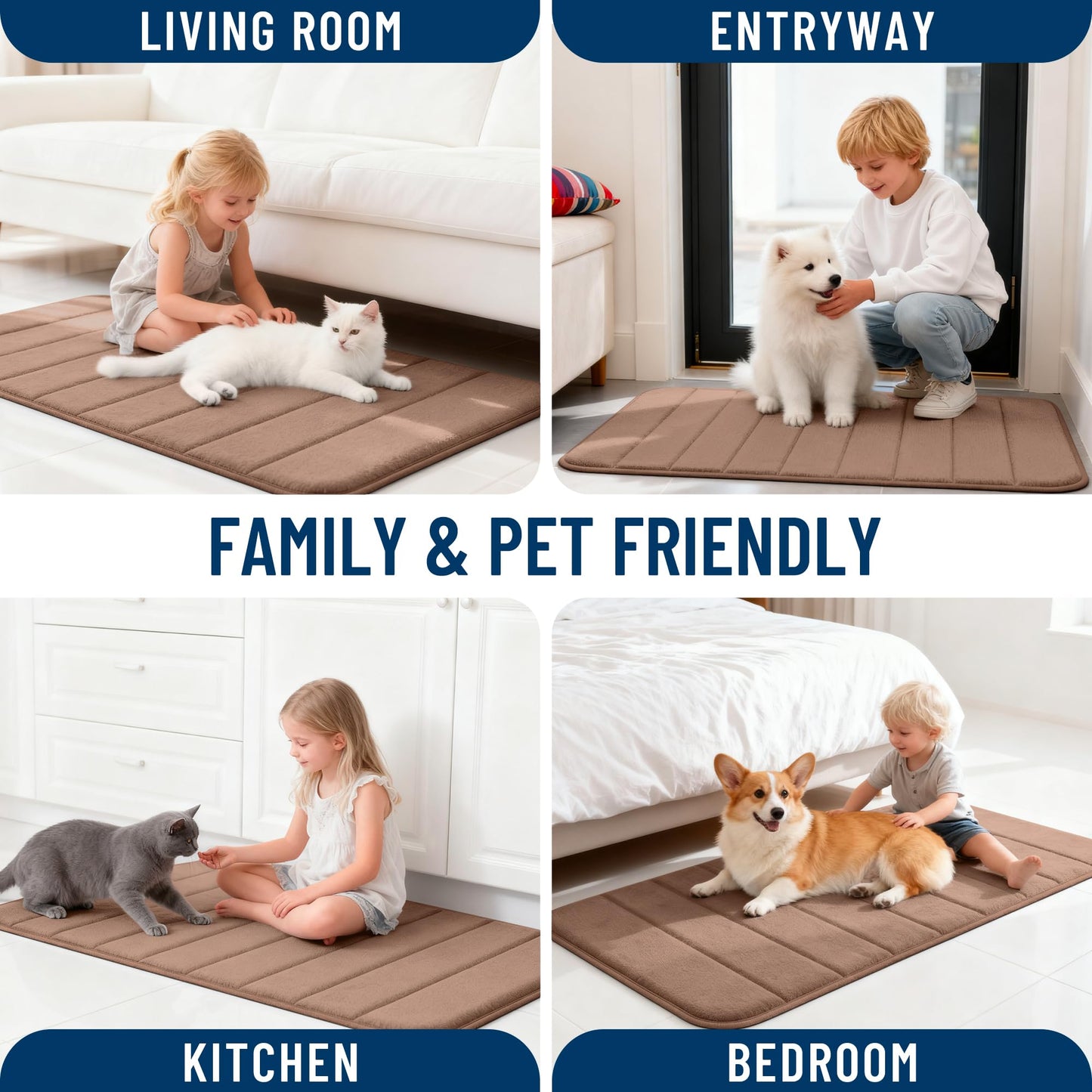 OLANLY Memory Foam Bath Mat 59x35, Super Soft Absorbent Bathroom Rugs, Quick Dry, Machine Washable Shower Floor Rugs, Bathmat Carpet, Bathroom Home Decor Accessories, Mocha