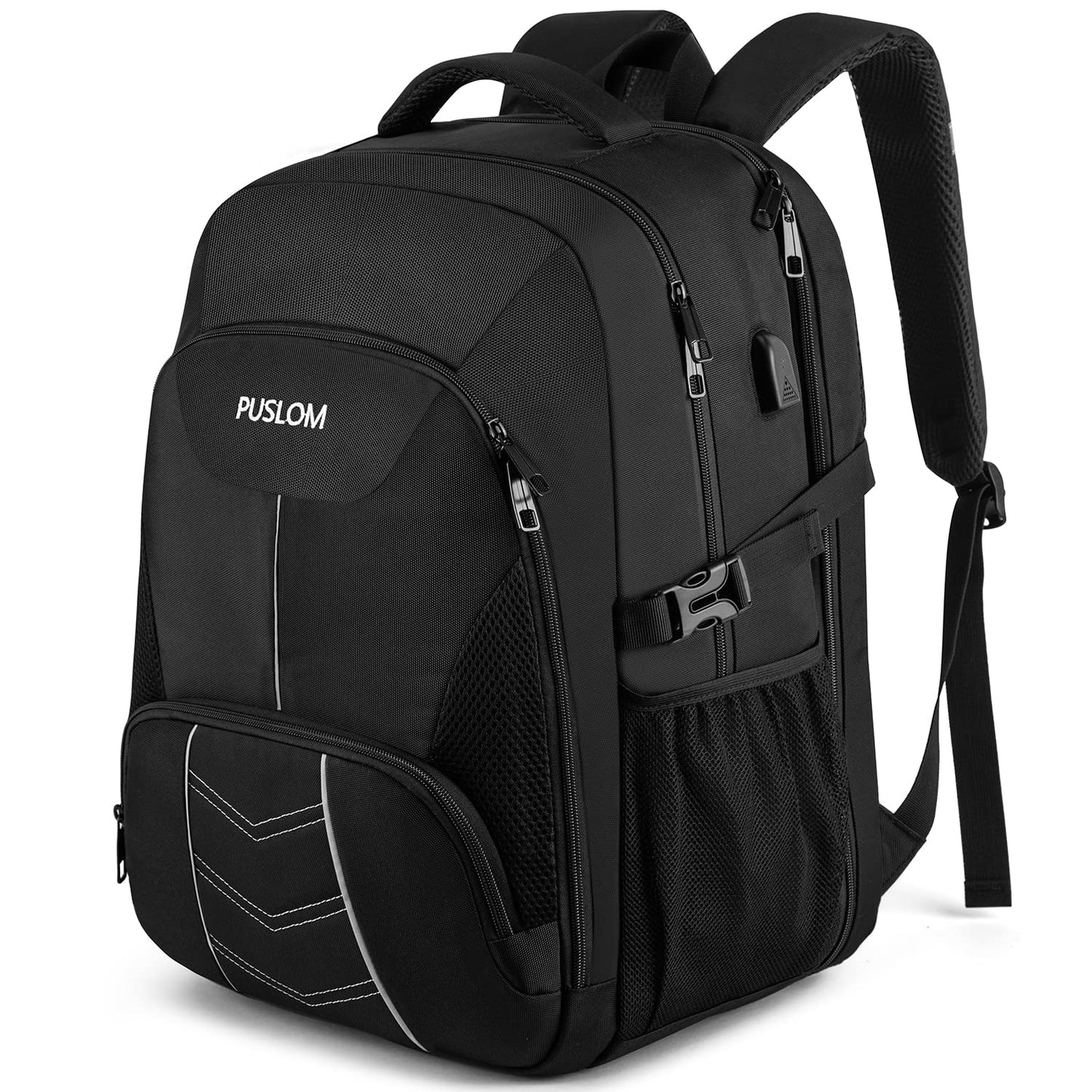 Extra Large Backpack 55L,18.4 Inch Travel Laptop Work Bag with USB Charging Port Big Business Flight Approved TSA Heavy Duty Computer Rucksack for Men Women College School,Black